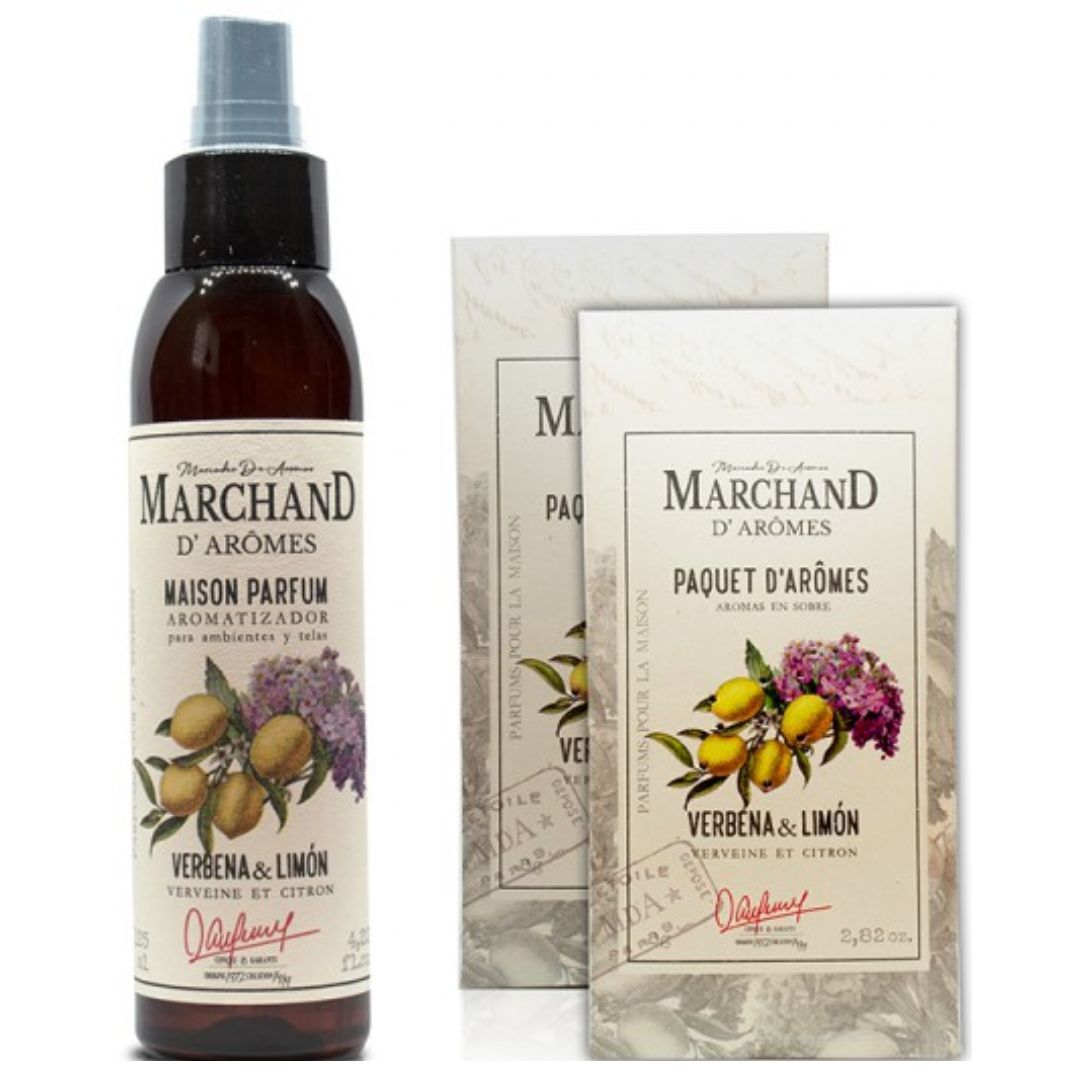 MARCHAND D AROMES HOME SPRAY X 125 ML. MAISON Y 2 PAQUET VERBENA Y LIMON